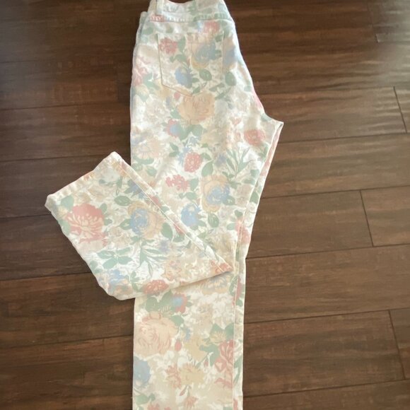 FDJ Stretchy Floral Print Denim Straight Leg Jeans Size 12 - Picture 5 of 6